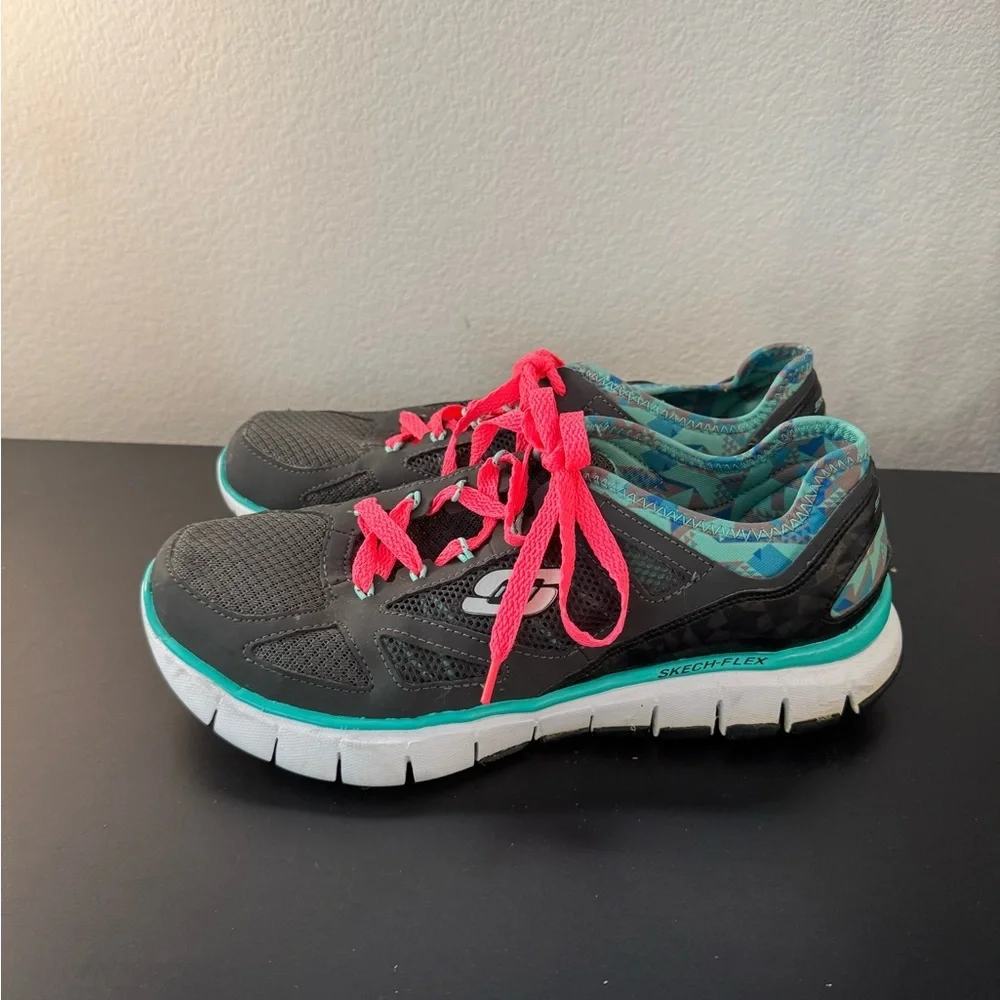 Skechers Women’s Skech‎ Flex Ultimate Gray Teal Sneaker Running Shoes Size 9.5